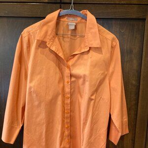Chico's Orange Cotton Blouse with pockets